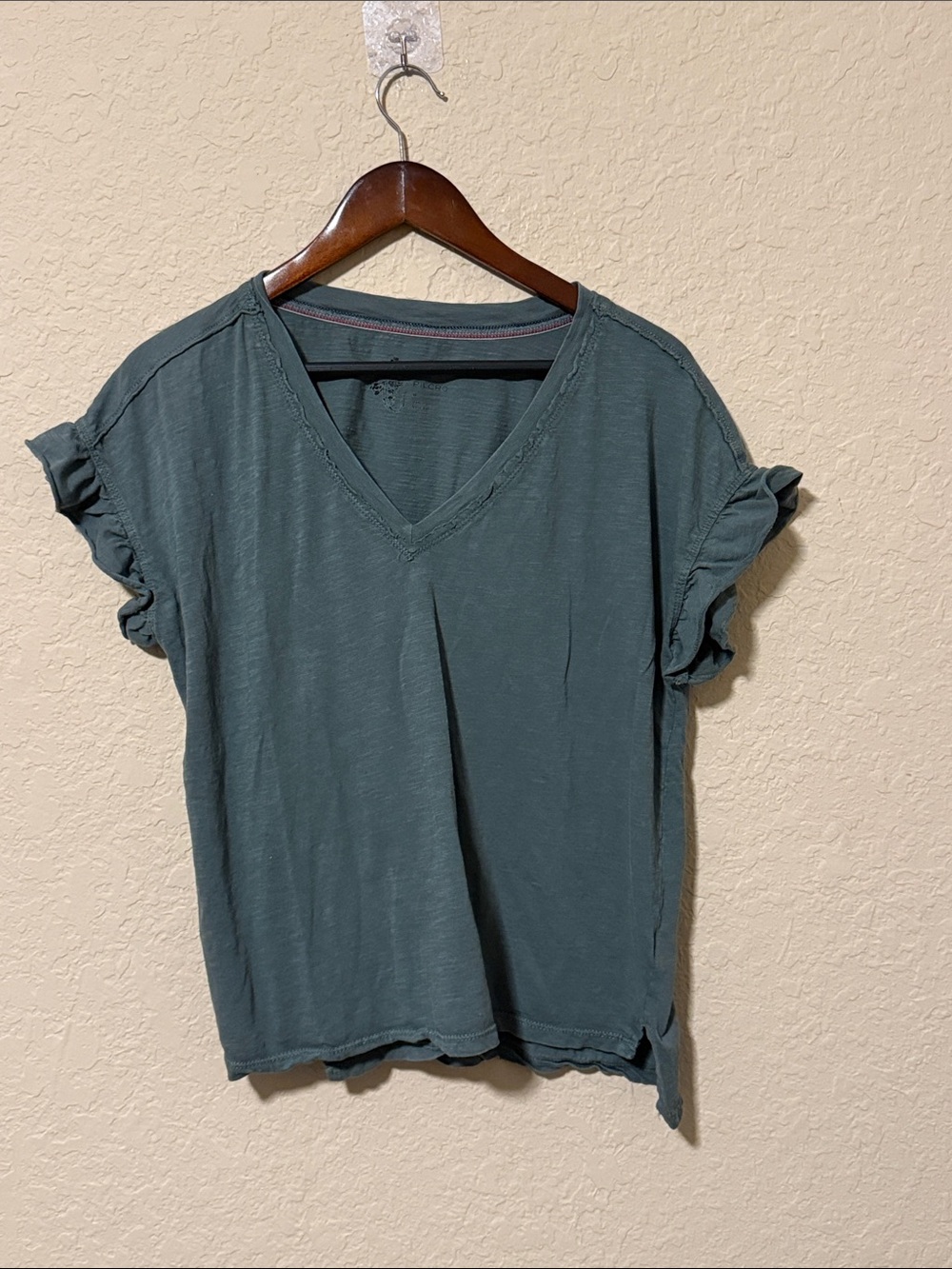 Pilcro Short-Sleeve V-Neck Tee in Deep Teal